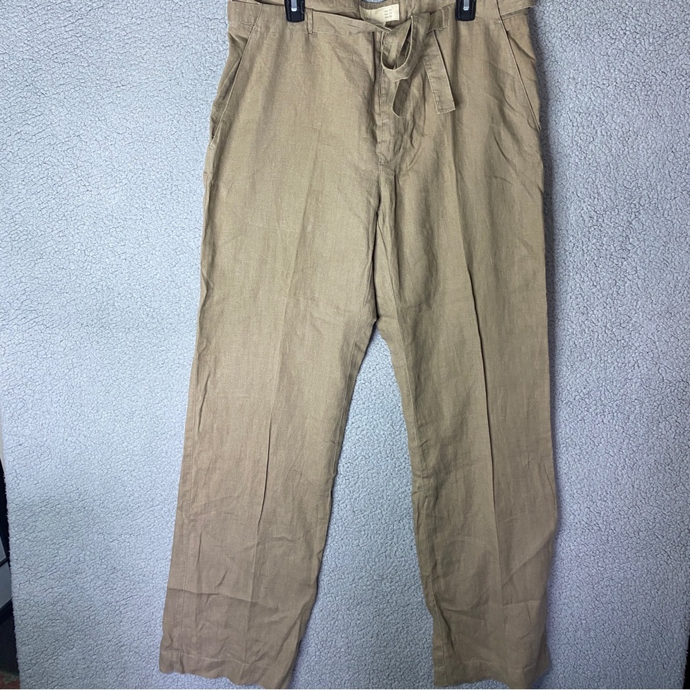 Q Zara Linen Trousers Mens Size 36 Tan Brown Breathable Pants Bottoms Wi…